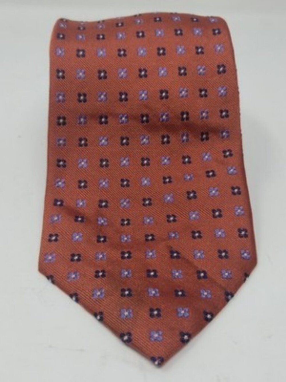 The Cotswold Collection by J.S. Blank Orange w/ Floral Geometric Pattern Tie